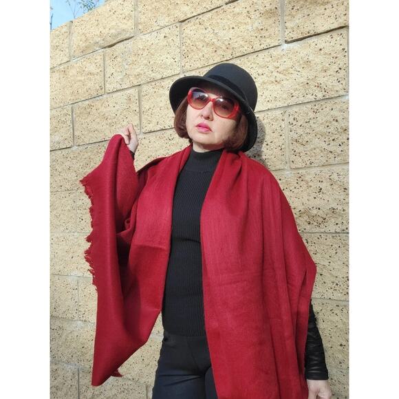 New baby Alpaca wool Shawl wrap Scarf Head Wrap Blanket Red - Picture 7 of 9